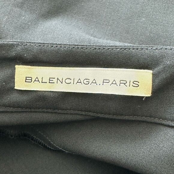 Balenciaga VTG sheath Wool black skirt feminine flounce hem sz 36 * Flaw - Picture 3 of 16